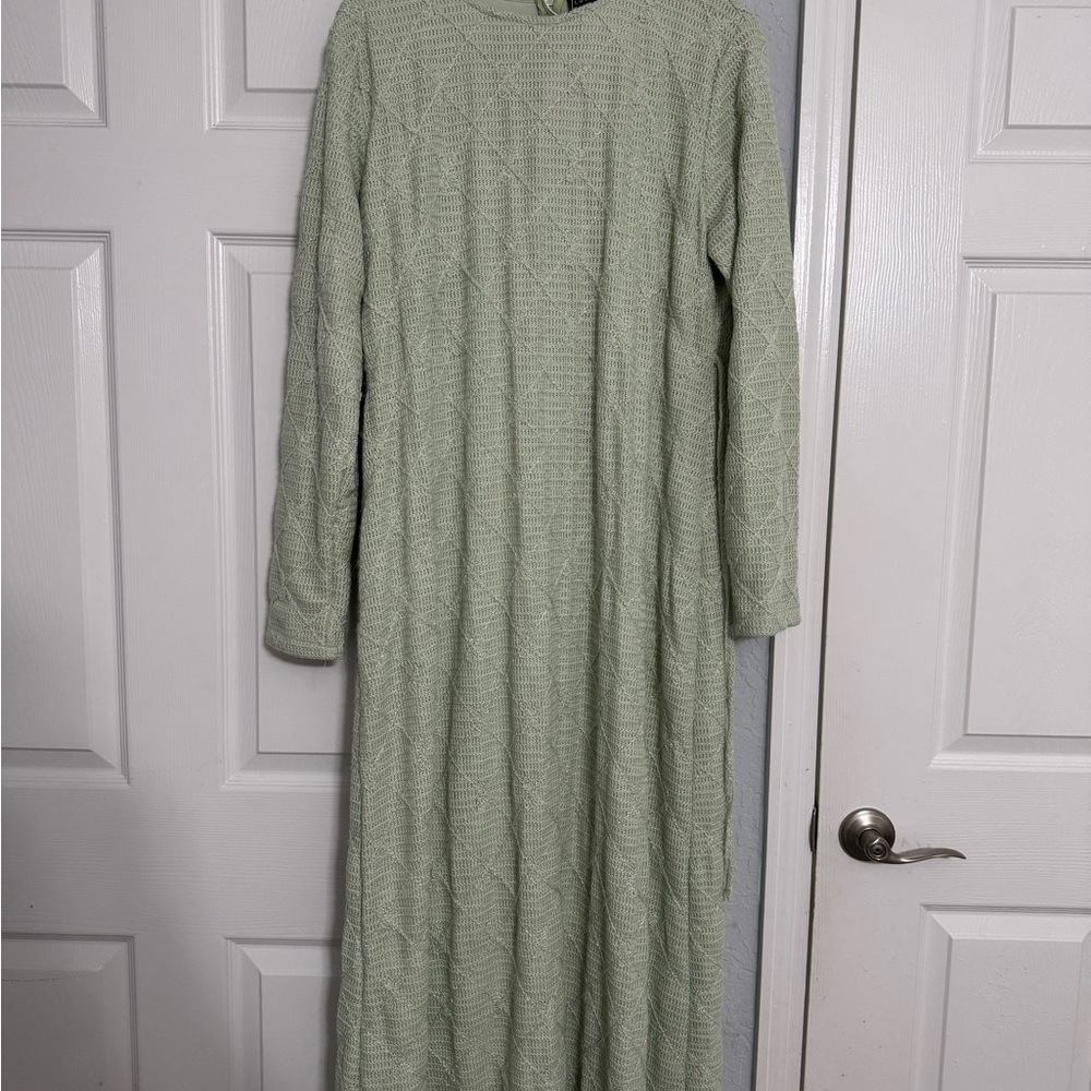 Long Sleeve Maxi Dress in Light Sage Green